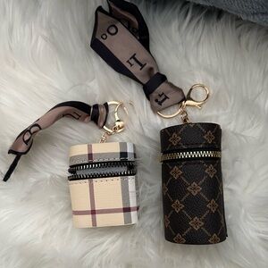 Patterned Keychain Set - Brown and Cream